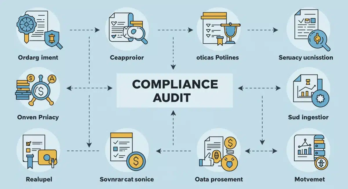 Flowchart illustrating a comprehensive e-commerce compliance audit process