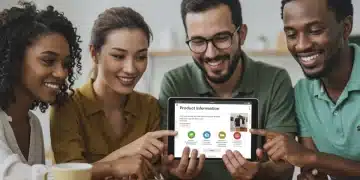 Ethical E-commerce: 12% Competitive Edge by 2025 in US Market Consumers engaging with transparent product information in an e-commerce setting