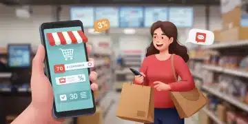 Customer picking up online order at modern retail store