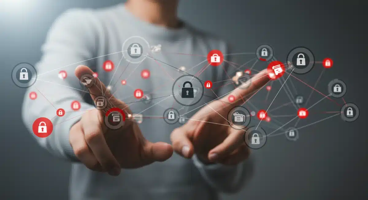 Digital network representing data privacy regulations with highlighted compliance breaches.