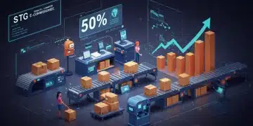 Scaling DTC Operations for 50% Growth by Mid-2025 Futuristic warehouse with automated systems and growth chart representing scaling DTC operations for 50% growth.