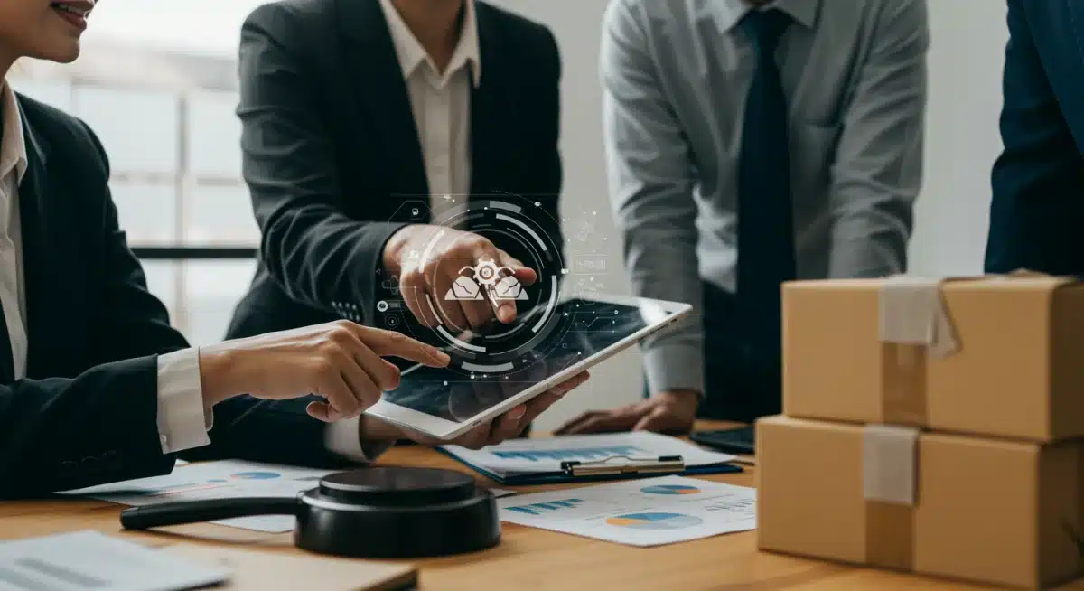 E-commerce professionals reviewing 2025 product safety guidelines on a tablet, symbolizing collaborative compliance efforts.