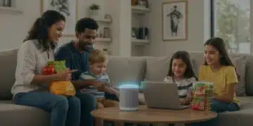 Family using smart speaker for voice commerce in 2025