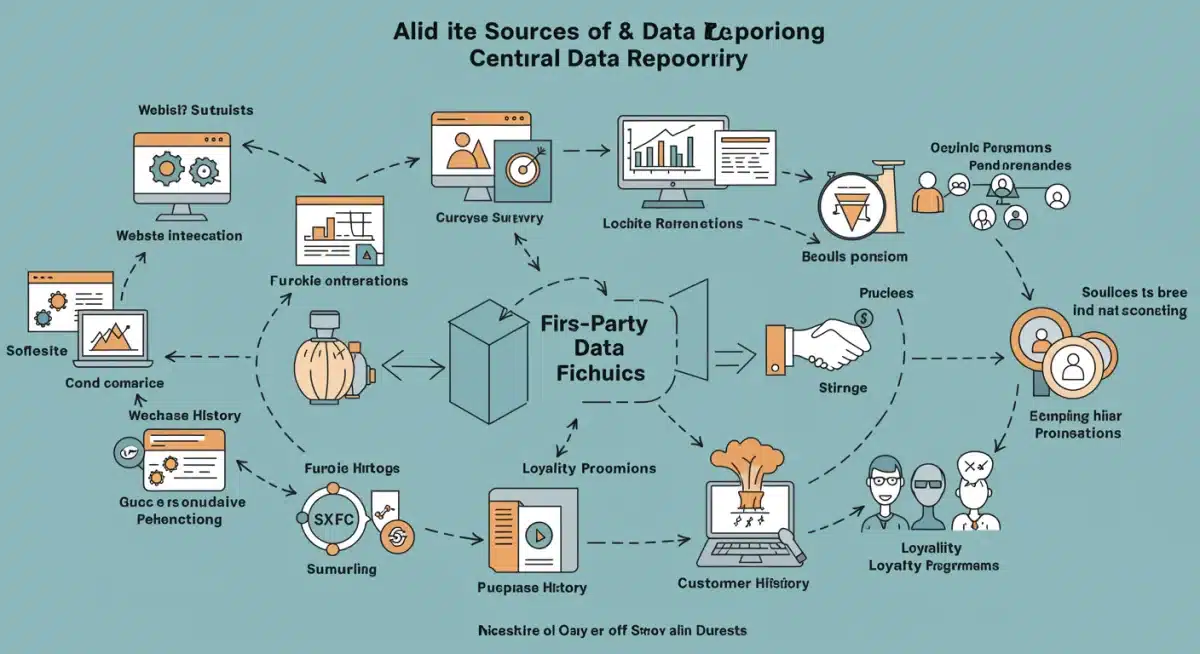 Infographic showing diverse sources of first-party data collection