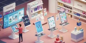 Omnichannel Trends Reshaping US E-commerce by 2025 Futuristic retail environment showing integrated online and offline shopping