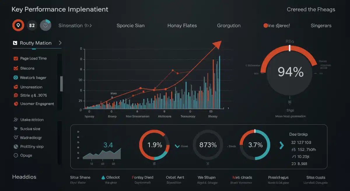 Digital dashboard showing improved site speed and conversion rates after headless commerce implementation, with green upward trend arrows.