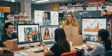 Mirakl platform interface showing diverse products and happy US sellers, symbolizing 15% growth in 2025.