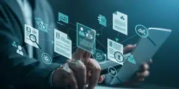 Regulatory Watch 2025: Online Advertising Policy Changes Illustration of digital advertising data with legal documents and magnifying glasses representing regulatory oversight.