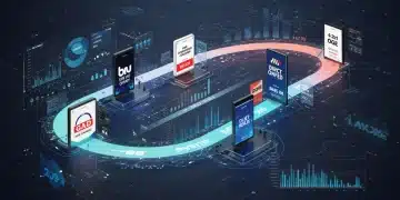 Retail Media Networks: DTC Impact Analysis 2025 Illustration of retail media networks impacting DTC brand performance in 2025, showing data flow and growth metrics.