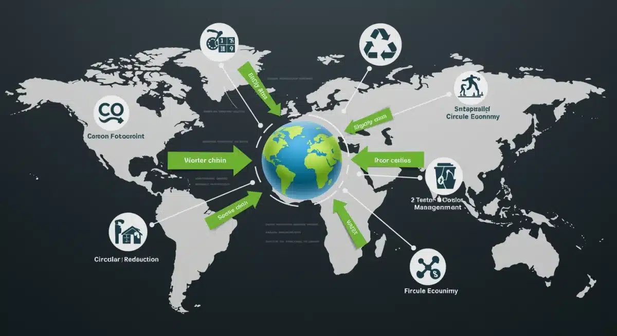 Infographic illustrating sustainable global supply chain practices