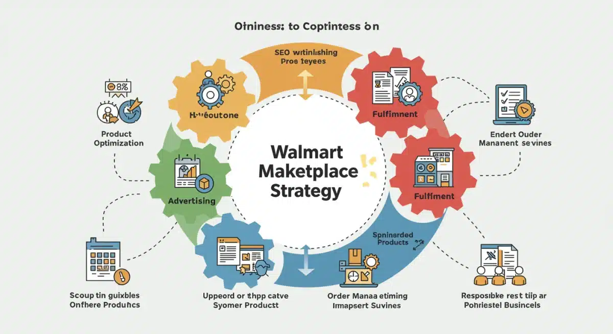 Infographic illustrating a holistic Walmart Marketplace strategy for US brands.