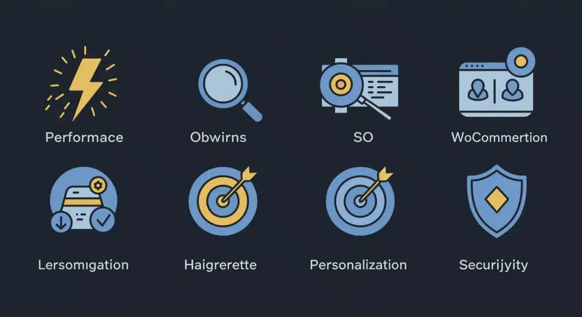 Infographic detailing four key updates in WooCommerce 8.0 for US merchants